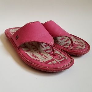 Born Pink Leather Thong Sandals